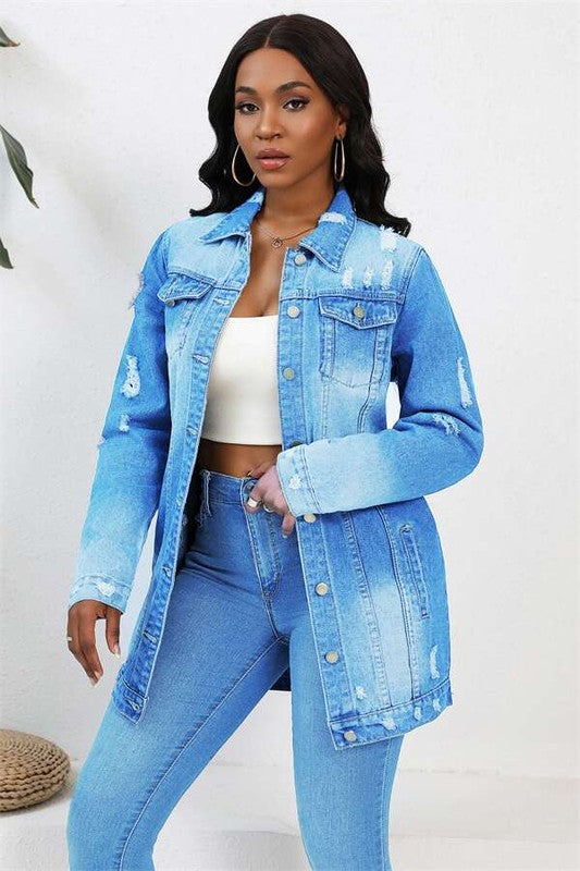 WOMEN FASHION DENIM TRUCKER JACKET BY CLAUDE