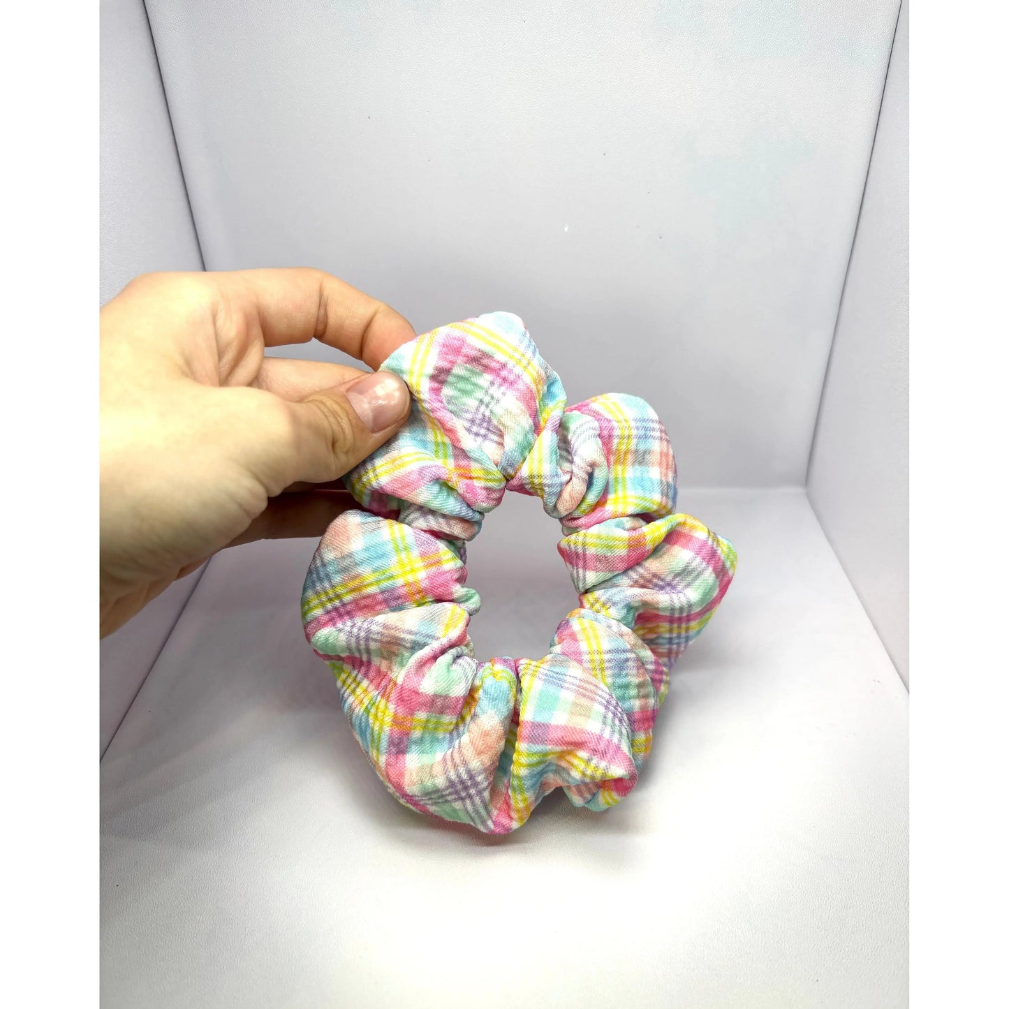 Mini Pastel Plaid Easter Bullet Scrunchie Enchanted Scrunch
