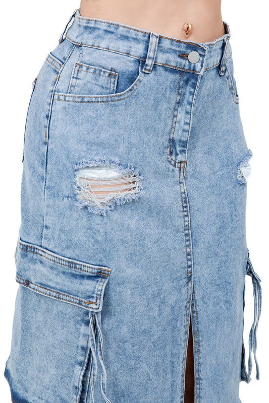 WOMEN FASHION LONG MAXI DENIM SKIRT BY CLAUDE