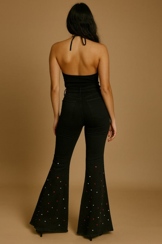 Midnight Bell Bottom Jean Halloween Rhinestones See size chart under “more details” The Fashion Celestial