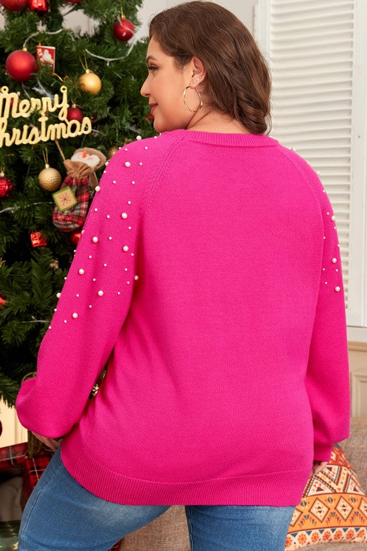 Pink Pearled Decor Raglan Sleeve Plus Size Sweater Shop Style & More | Fresh Looks, Everyday Deals & Free Shipping