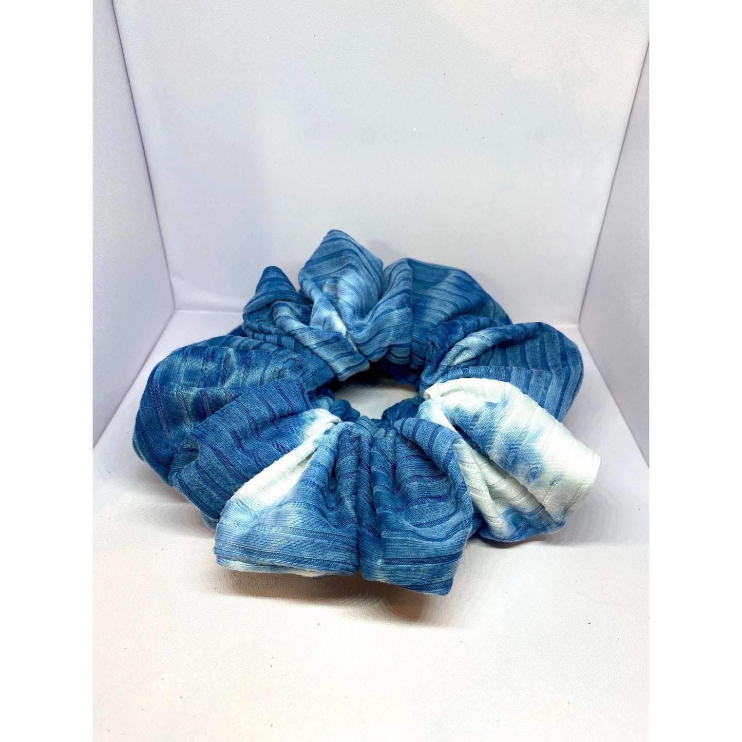Dark Blue Tie Dye Ribbed Scrunchie Enchanted Scrunch