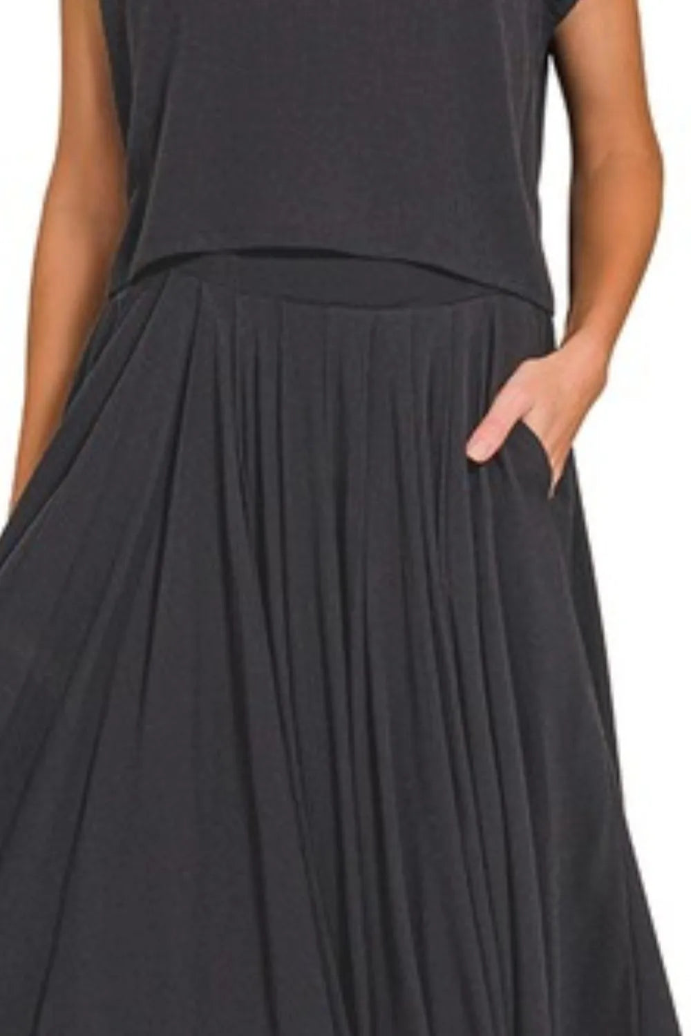 Zenana Woven Crinkle Gauze Crop Tee and Skirt Set West2East Surf