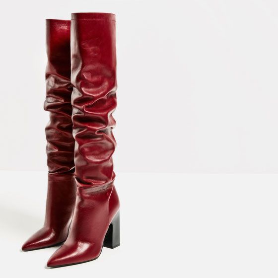 Pointed chunky heel pleated knee high boots See size chart under “more details” The Fashion Celestial