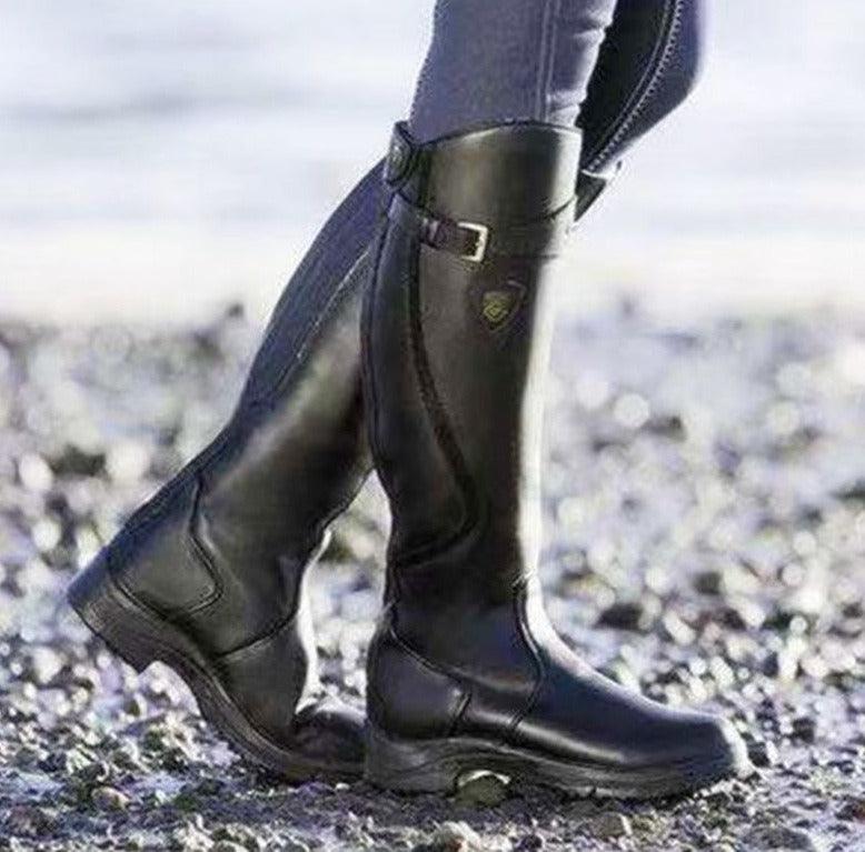 Vintage Ride Leather Boots - Stylish Retro Riding Boots for Trendy Women Country in My Heart