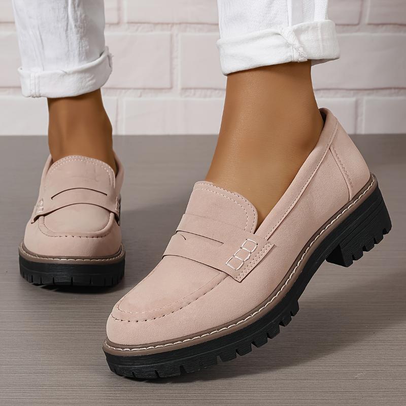 Thick-Sole Solid Color Loafers Women | Trendy Chunky Flats FitiqueFit