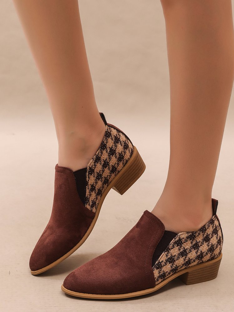 Women's Retro Color-Block Slip-On Heels – Round Toe Mid Heel Dress Shoes FitiqueFit