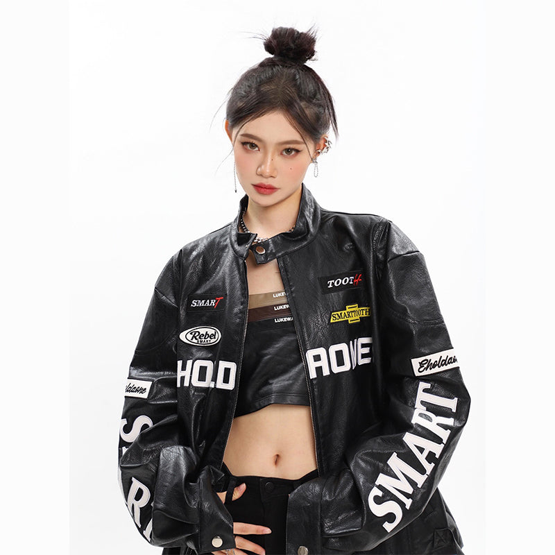 Women's Loose Letter Racing Motorcycle Jacket See size chart under “more details” The Fashion Celestial