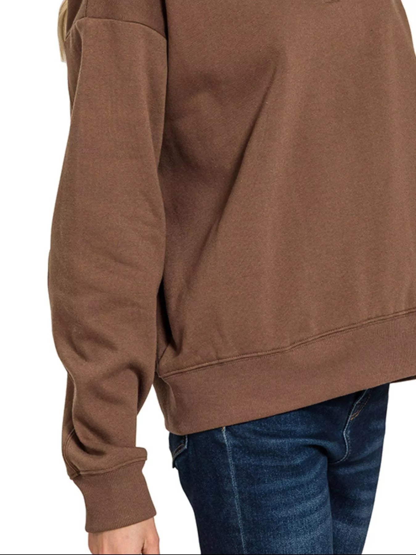 Zenana Fleece Half Zip Sweatshirt West2East Surf