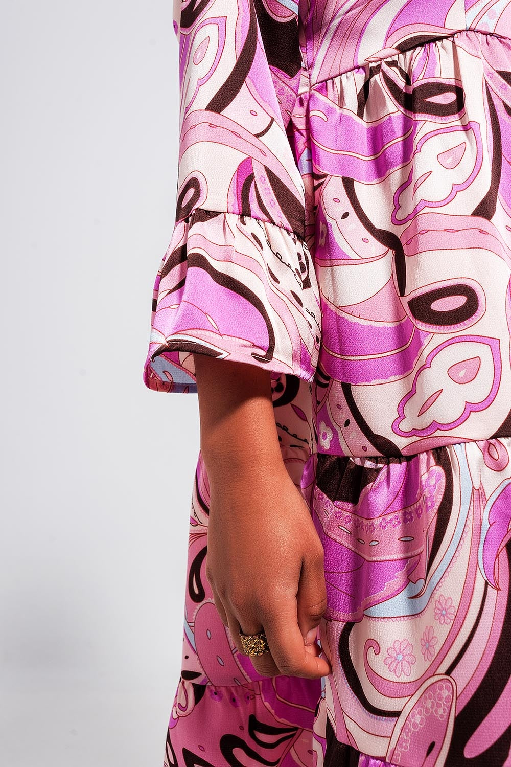 3/4 sleeve mini dress in pink Q2store