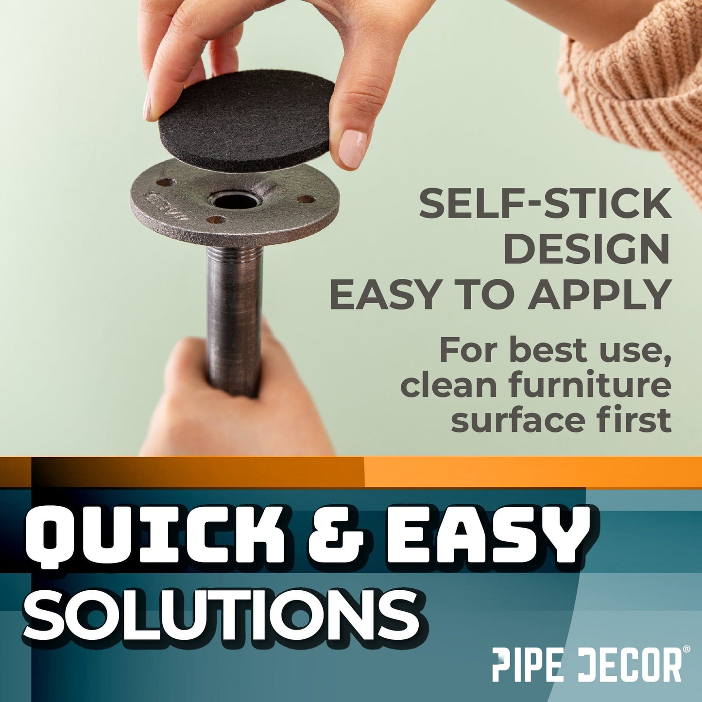 Heavy Duty Round Felt Pad for 3/4 in. Pipe Floor Flange, 3 in. Diameter (4-Pack) PIPE DECOR