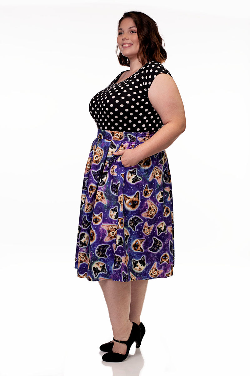 Doris Skirt in Space Cats Retrolicious