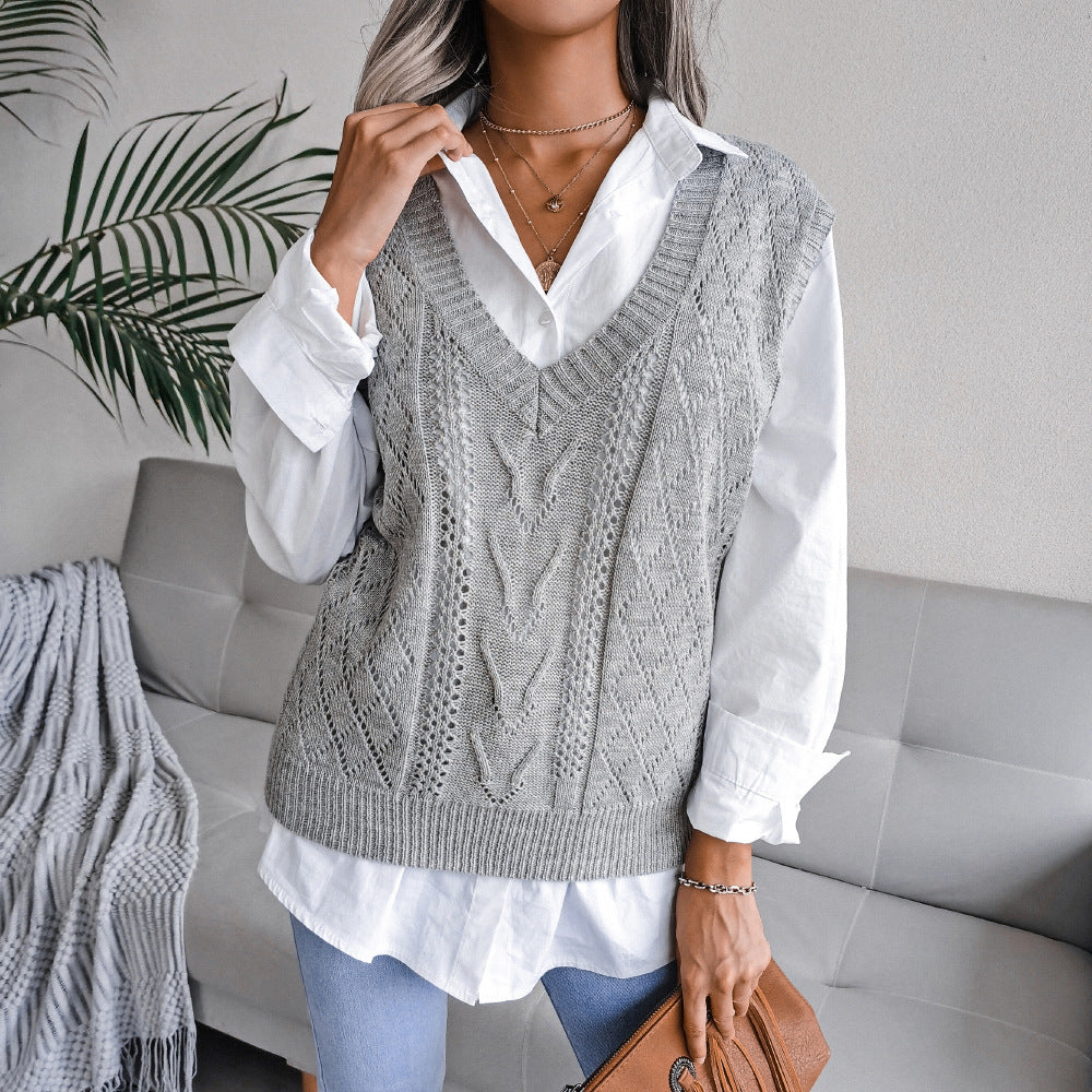Women’s Hollowed Out Knit Vest FitiqueFit