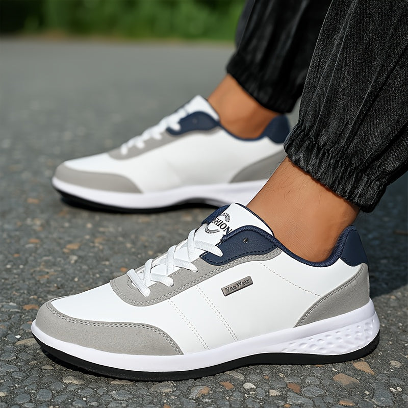 VanWeir Lightweight Men'S Shoes | Navy Blue/White, Lace-up sneakers with MD/TPR Sole, Breathable Fabric Lining for Outdoor, Hiking & Casual Wear NovaCart