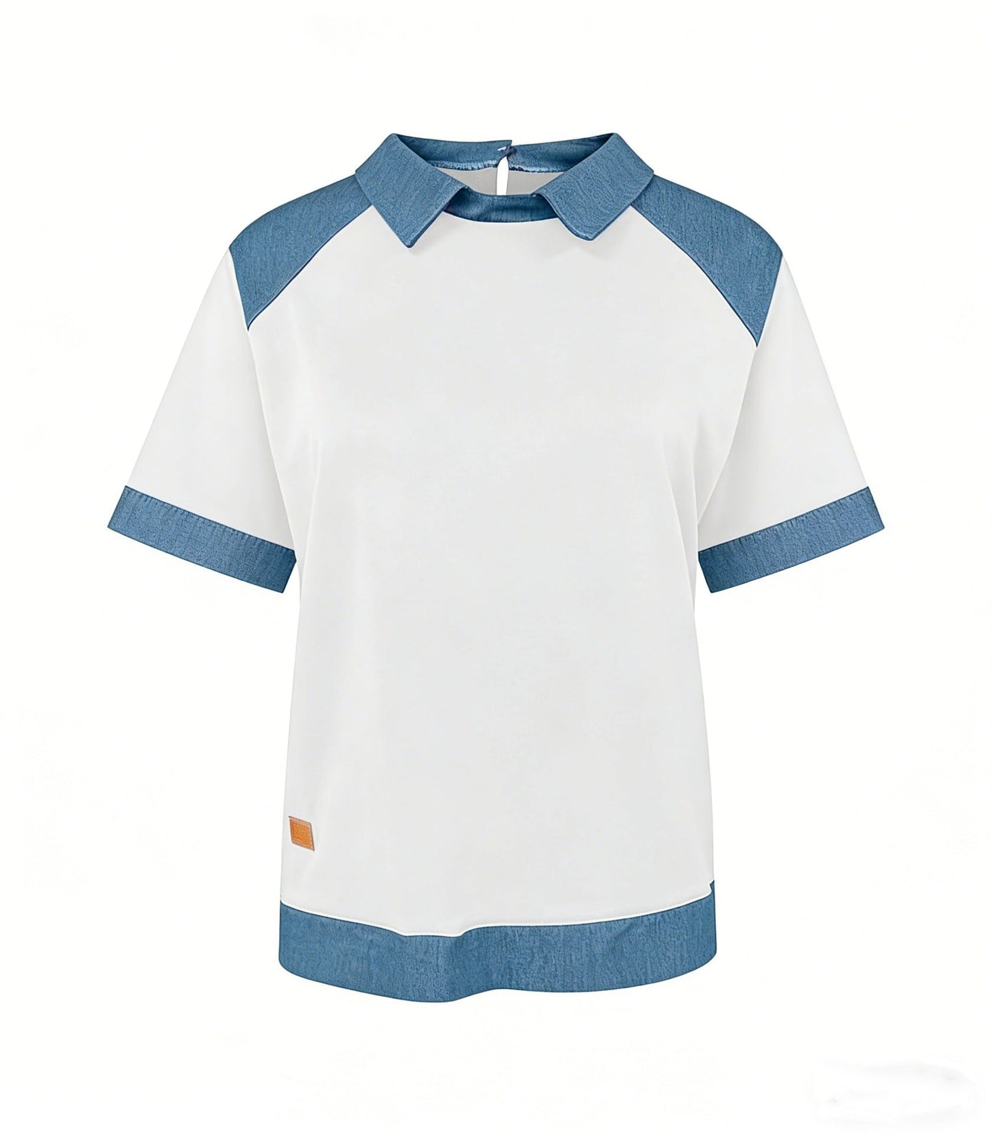 Patchwork Knitted Shirt Short-Sleeve Lapel Button-Up Shirt For Women FitiqueFit