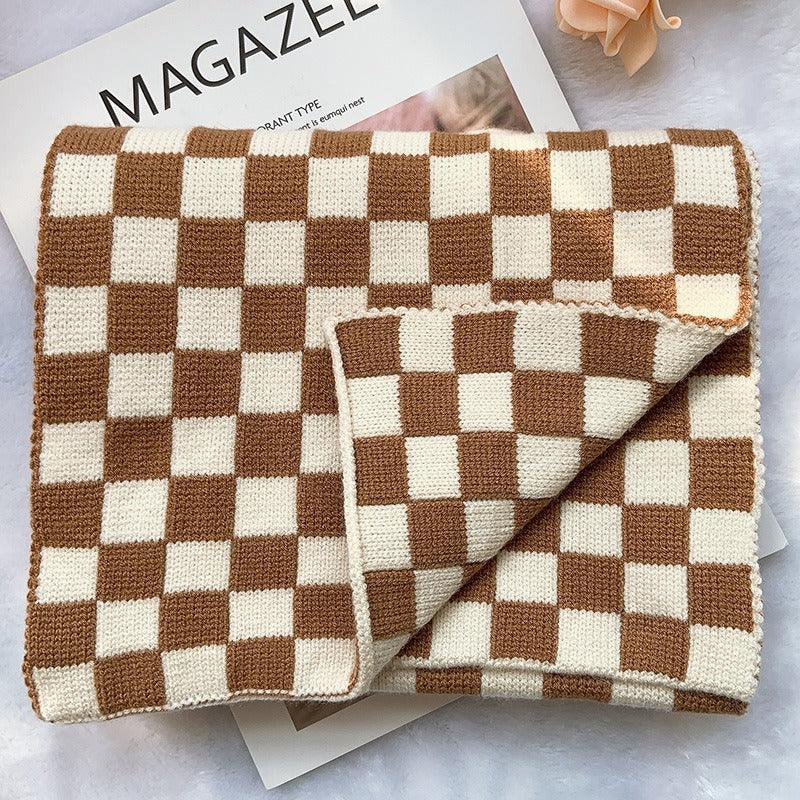 Cowgirl Chic Checkerboard Knitted Scarf – Stylish Winter Accessory for Cowgirls Country in My Heart