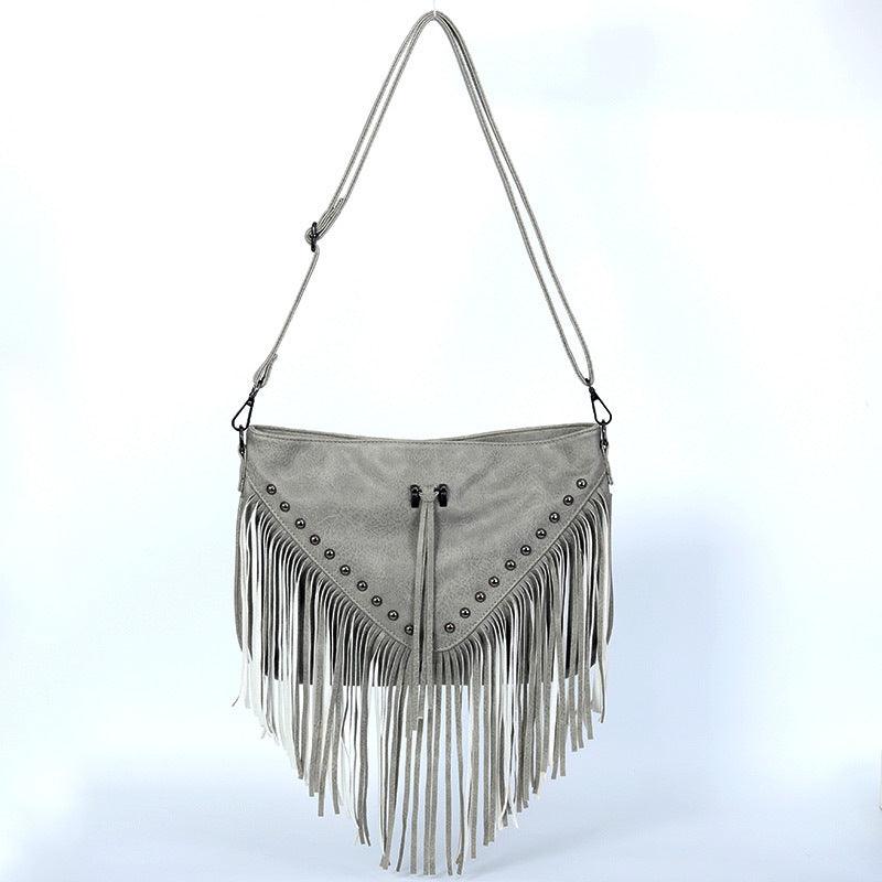 Trendy Riveted Tassel Shoulder Bag – Stylish and Practical Handbag with Tassels and Rivets Country in My Heart