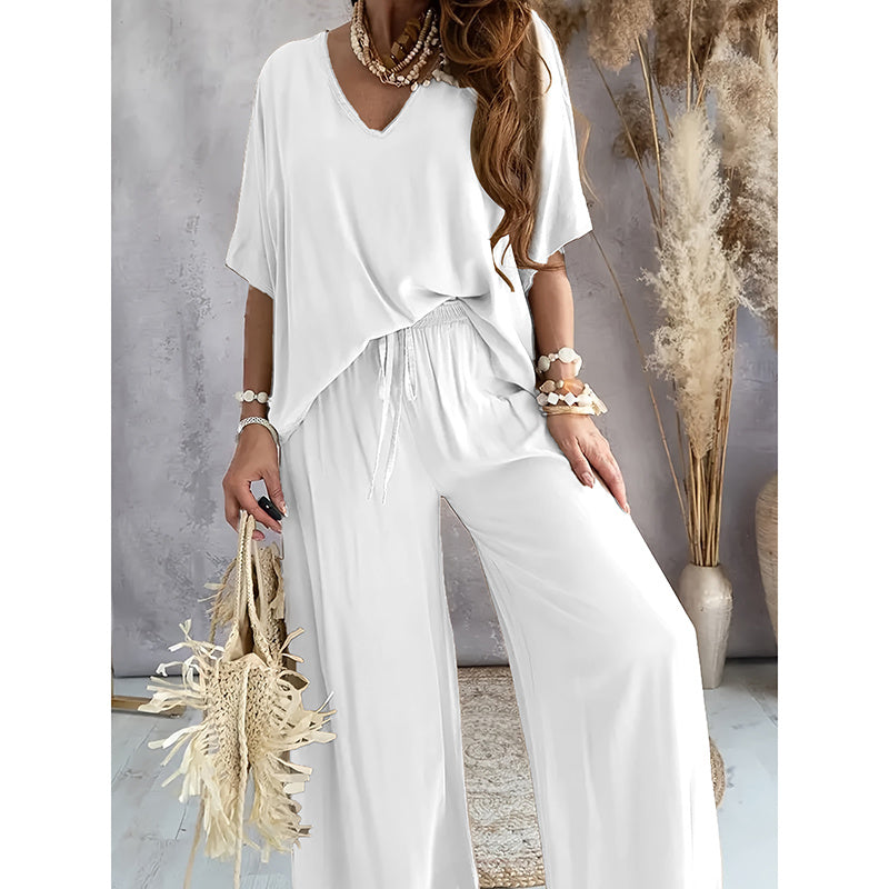 Women’s Lounge Set with Wide Leg Pant FitiqueFit