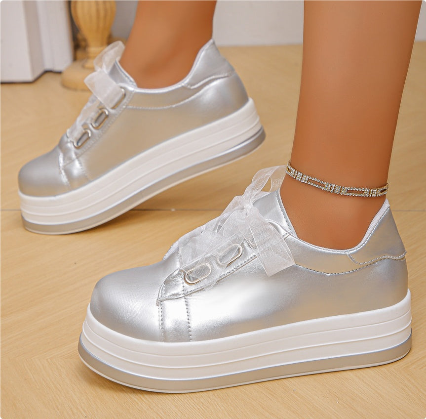 Single Large Size Casual European And American Lace-up Flat Round Toe Platform Women's Shoes See size chart under “more details” The Fashion Celestial