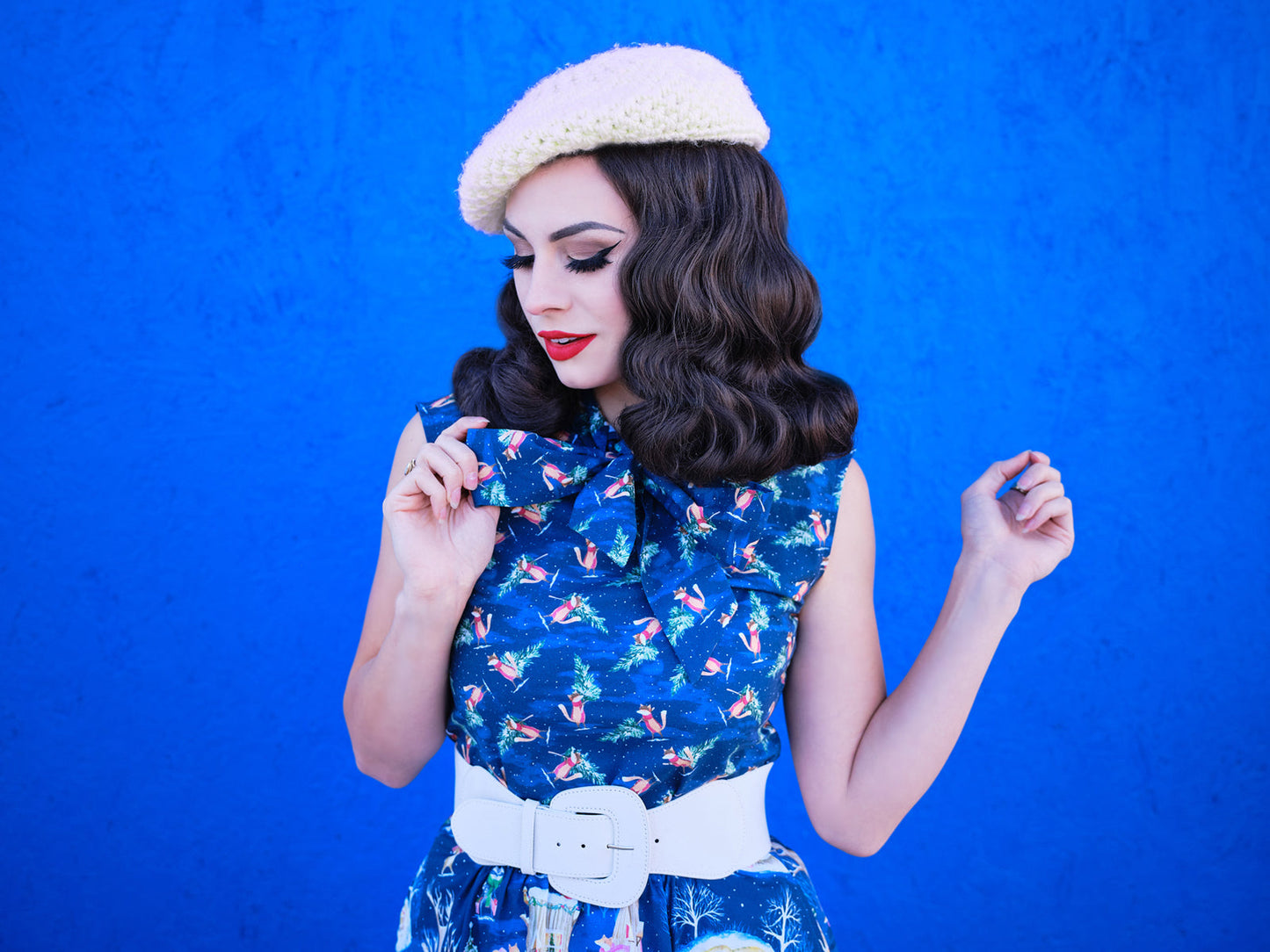 Festive Fox Bow Top - Plus Sizes only Retrolicious