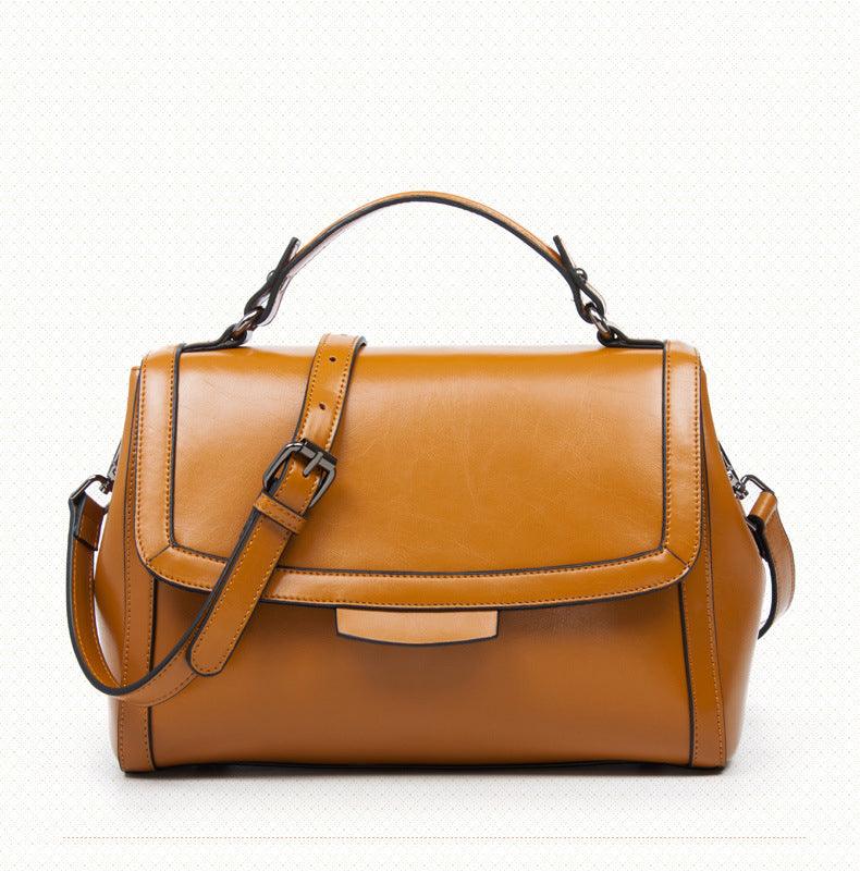 Luxury Genuine Leather Fashion Handbag for Cowgirls - Premium Black & Retro Brown Country in My Heart