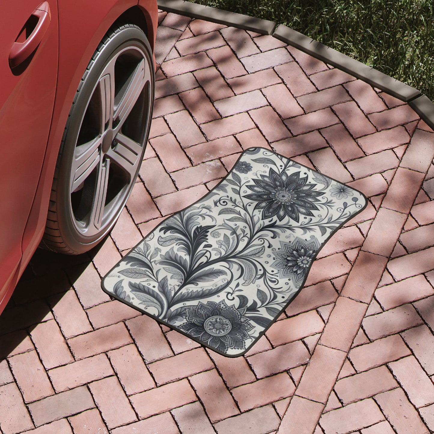 Floral Car Floor Mats, Elegant Auto Accessories, Flower Print Mats, Car Decor, Gift for Car Lovers, Home Decor Grayceful LLC