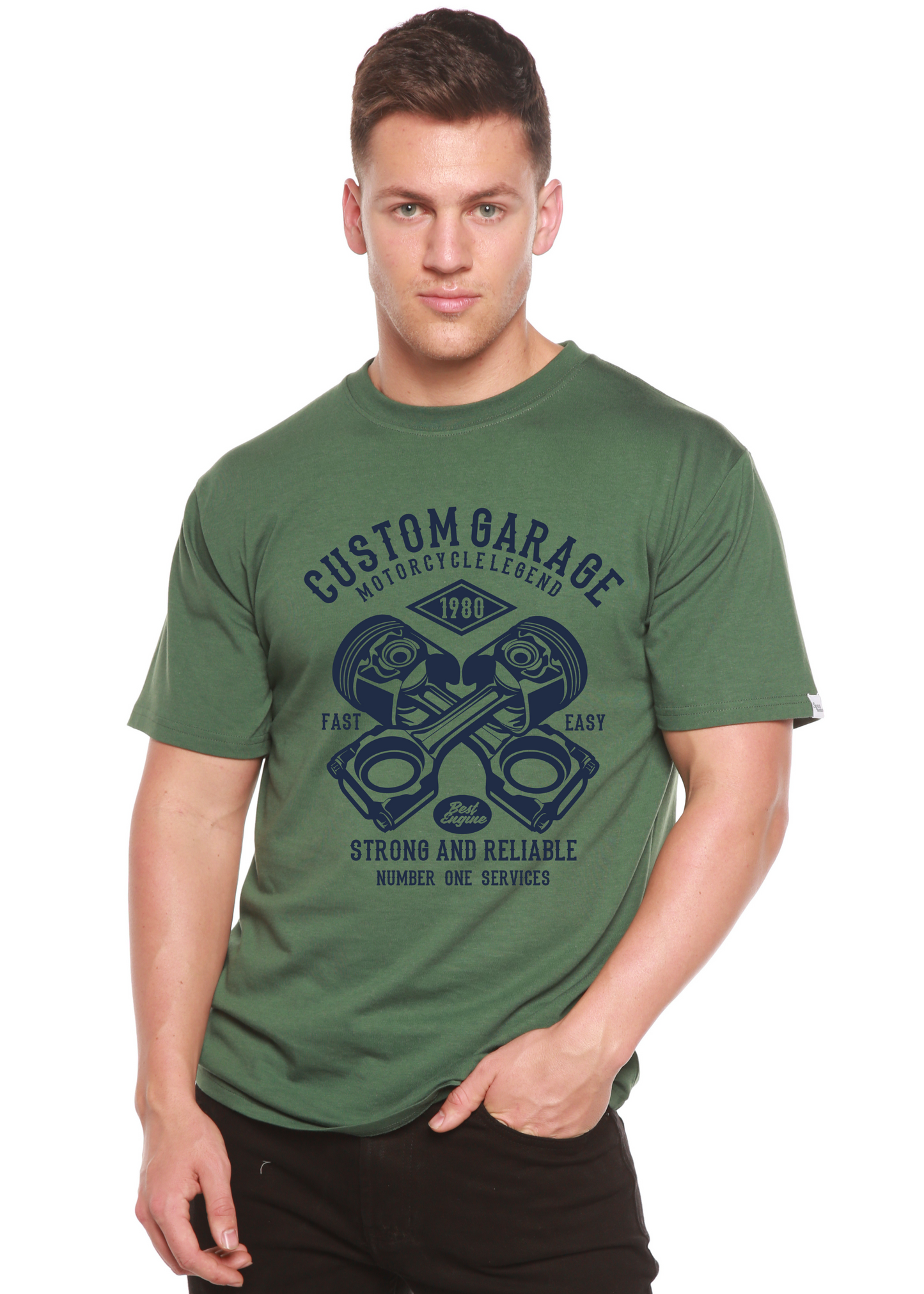 Custom Garage Men's Bamboo Viscose/Organic Cotton Short Sleeve Graphic T-Shirt Spun Bamboo