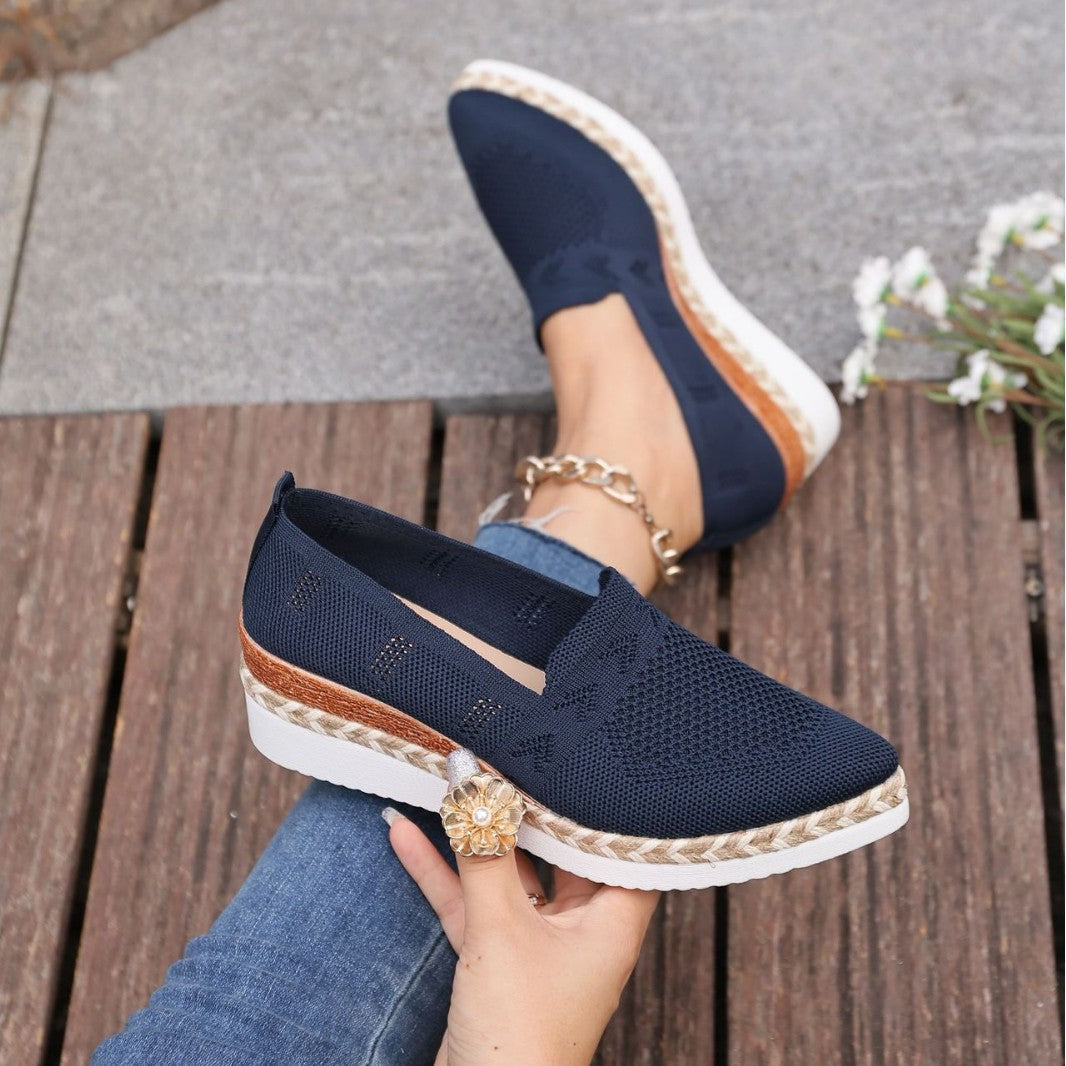 Women’s Woven Rope Platform Snakeskin Pointed-Toe Flats | Trendy Flats FitiqueFit