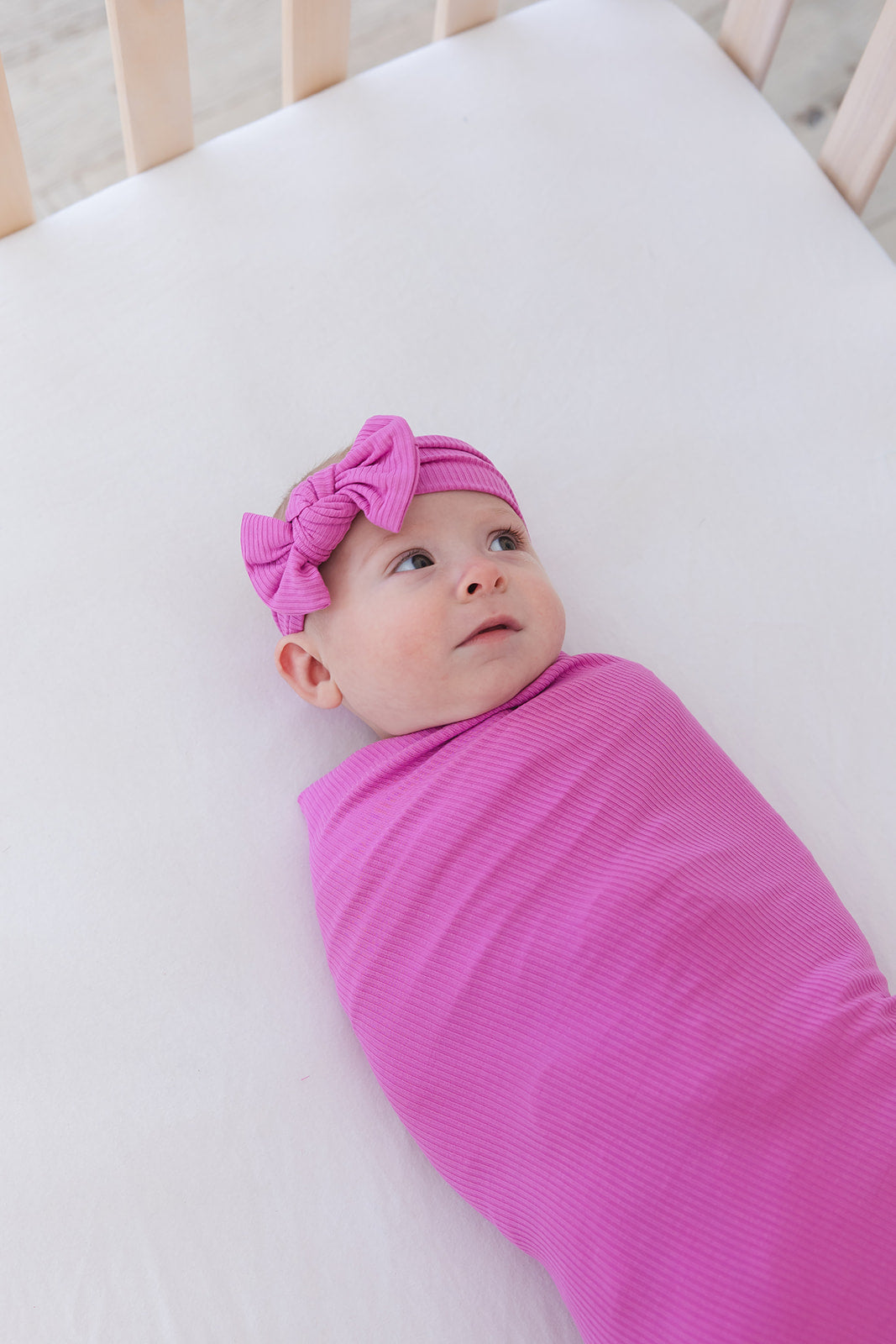 (SOLID, ribbed) Rainbow Royal - Swaddle Set Blush Lotus