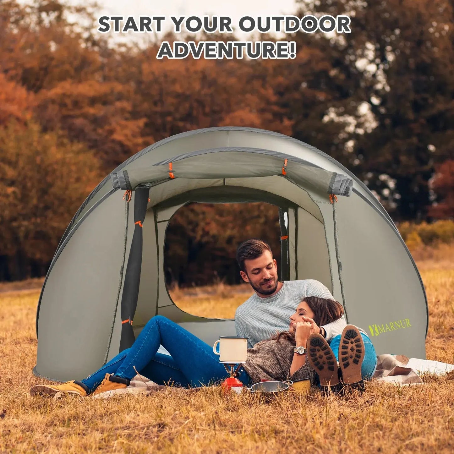 Effortless Camping with the MARNUR Instant 4-Person Pop-Up Tent - Spacious, Lightweight, and Ready in Seconds!