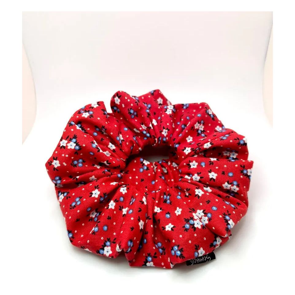Red Floral Patriotic Scrunchie Enchanted Scrunch