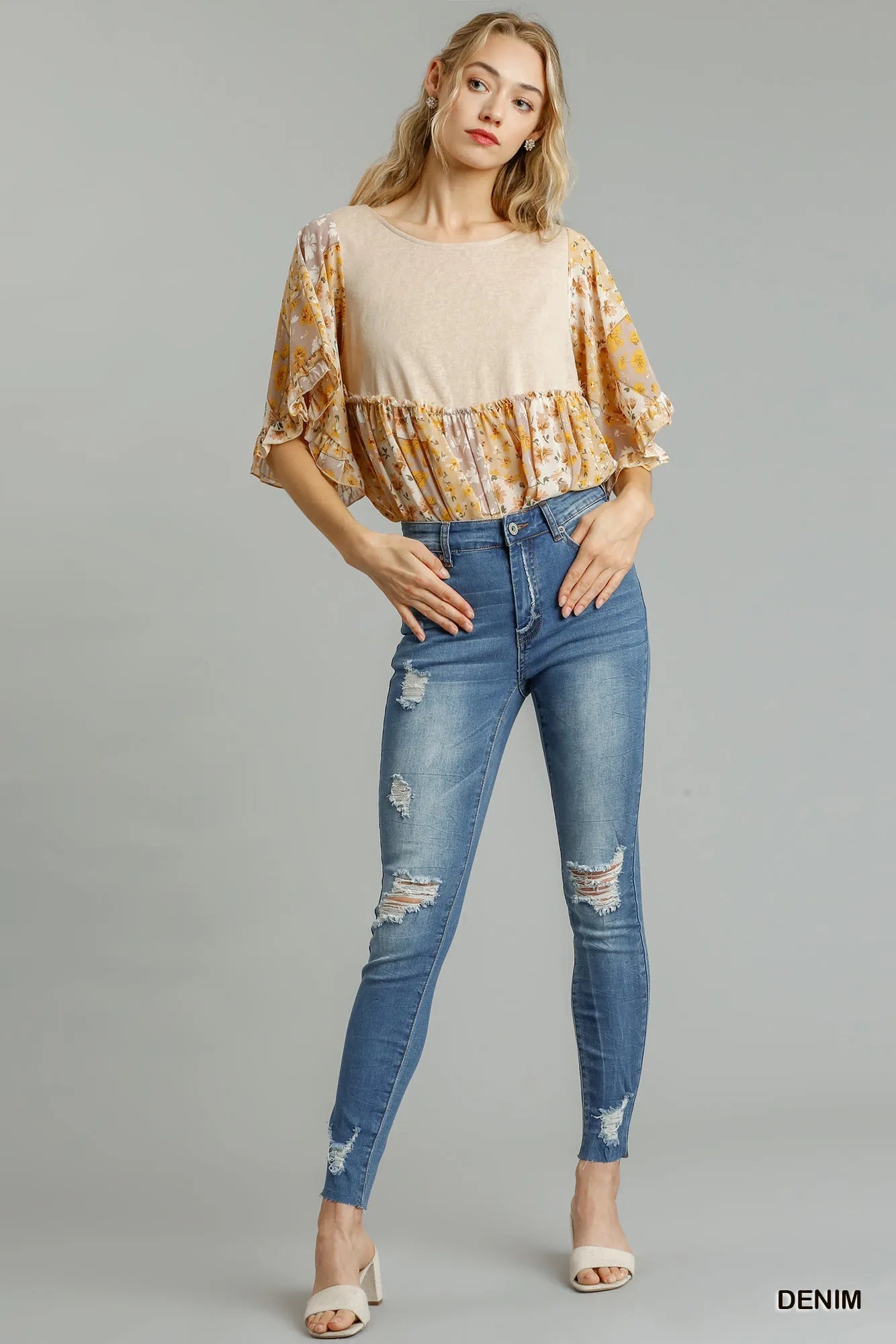 Umgee Distressed Skinny Jeans with Edge Detail West2East Surf
