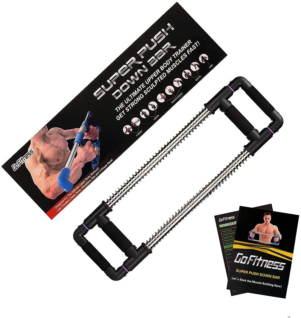 Push down Bar Machine - Chest Expander at Home Workout Equipment for Chest, Arm, Shoulder, Abs and Back - Portable Upper Body Trainer for Home, Travel or Outdoors