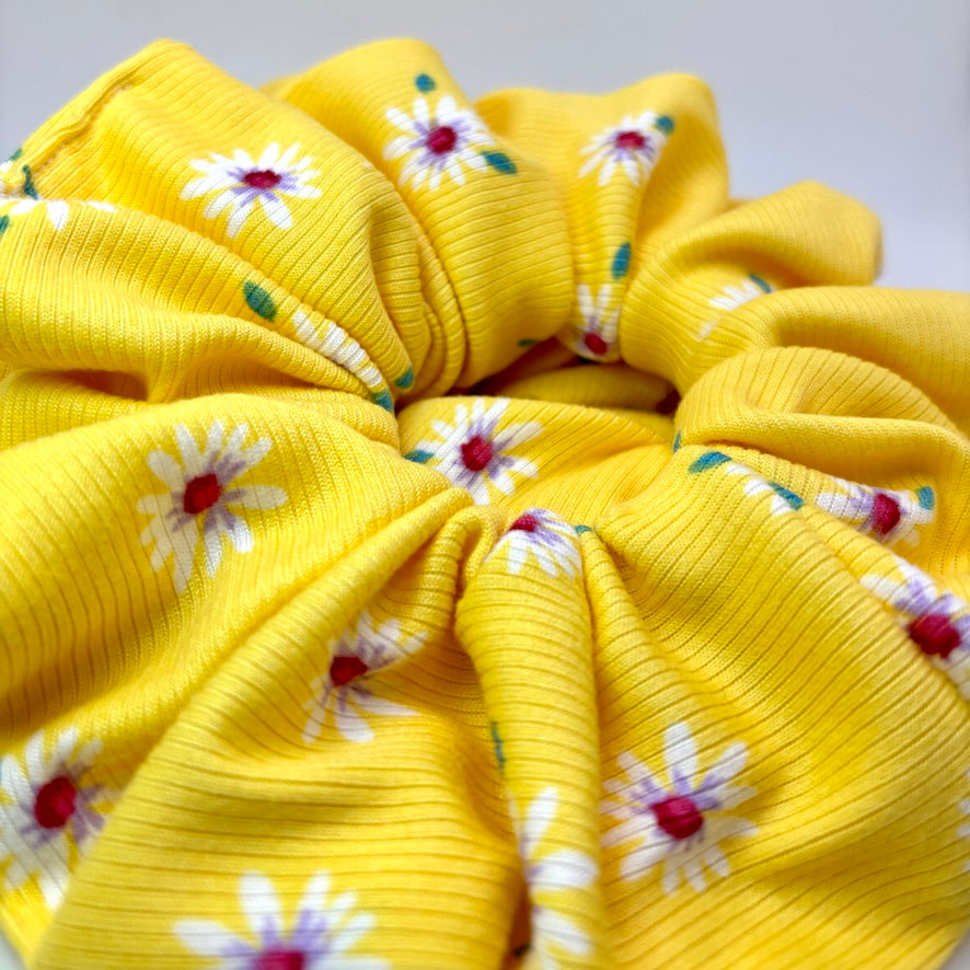 Yellow Floral Spring Ribbed Scrunchie Enchanted Scrunch