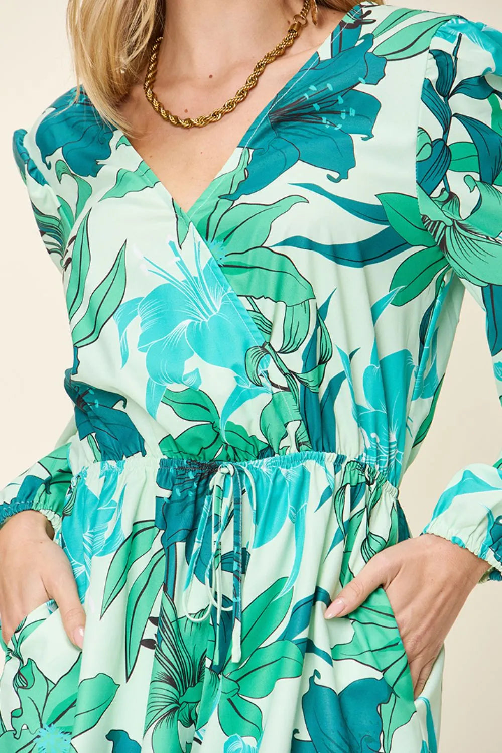 Double Take Full Size Floral Long Sleeve Romper with Pockets New Era Fashion LLc