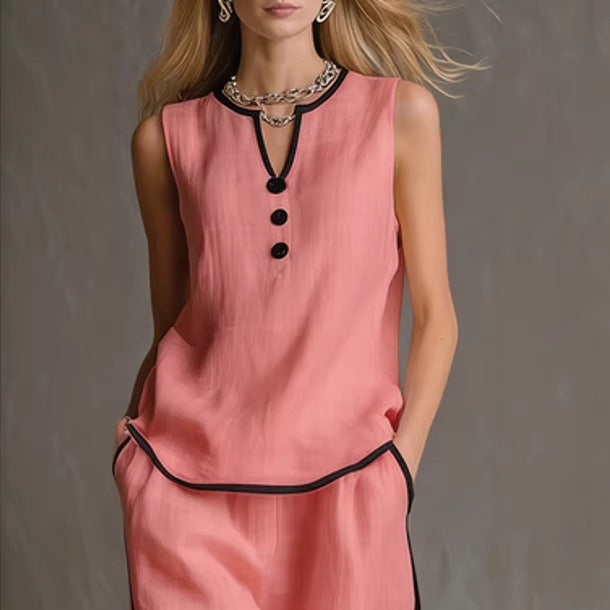 Women's Minimalist Sleeveless Two-Piece Set FitiqueFit