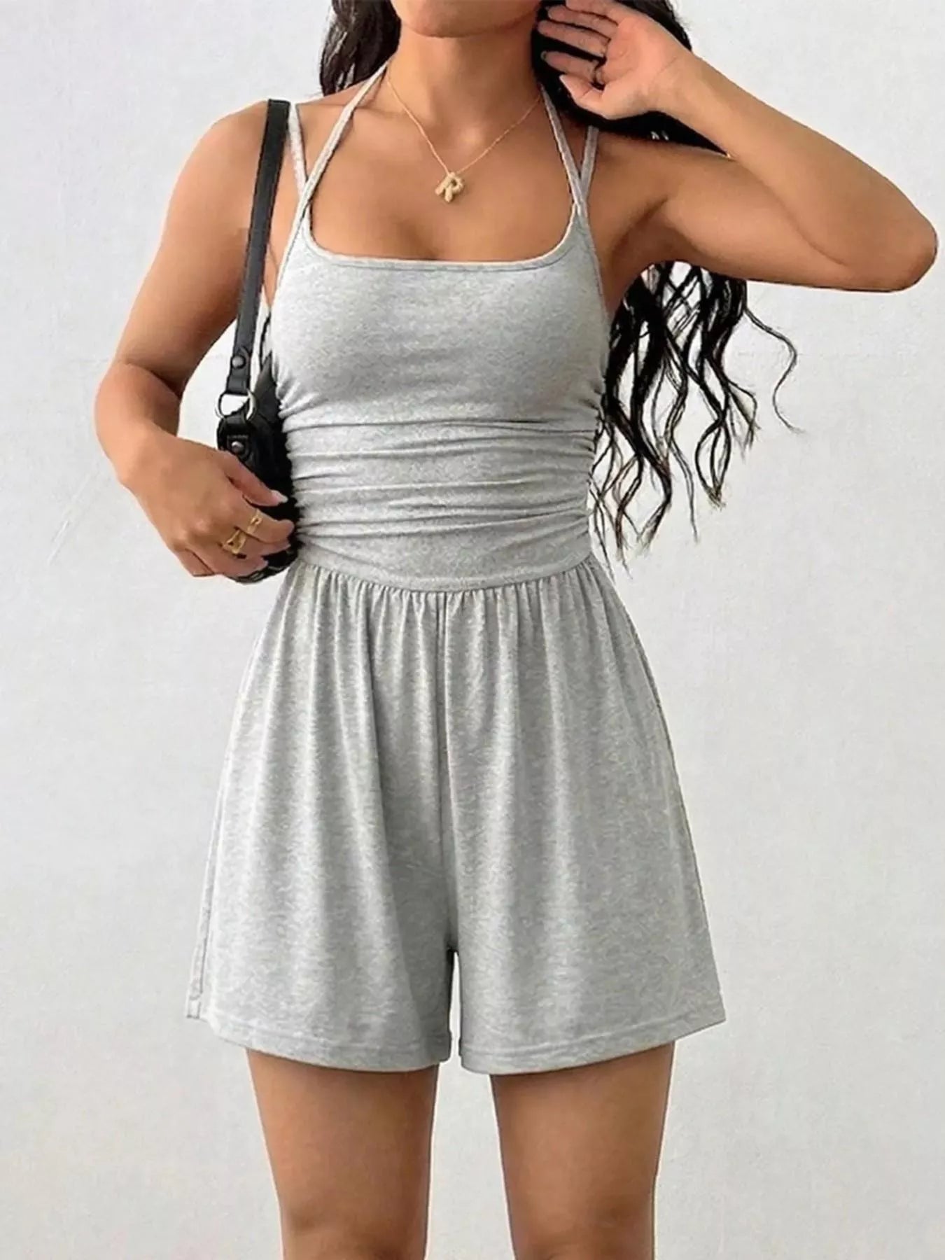 Ruched Spaghetti Strap Romper New Era Fashion LLc