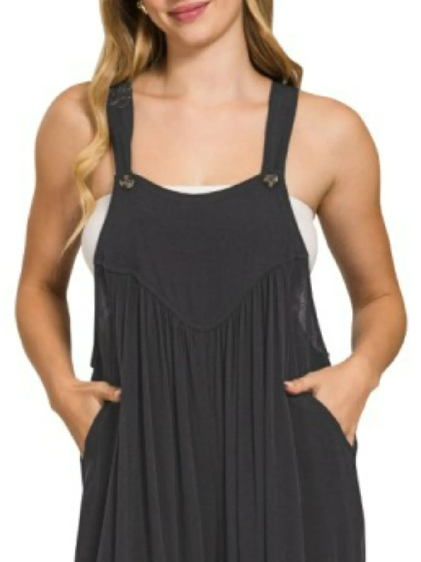 Zenana Woven Rayon Crepe Wide Leg Overalls West2East Surf