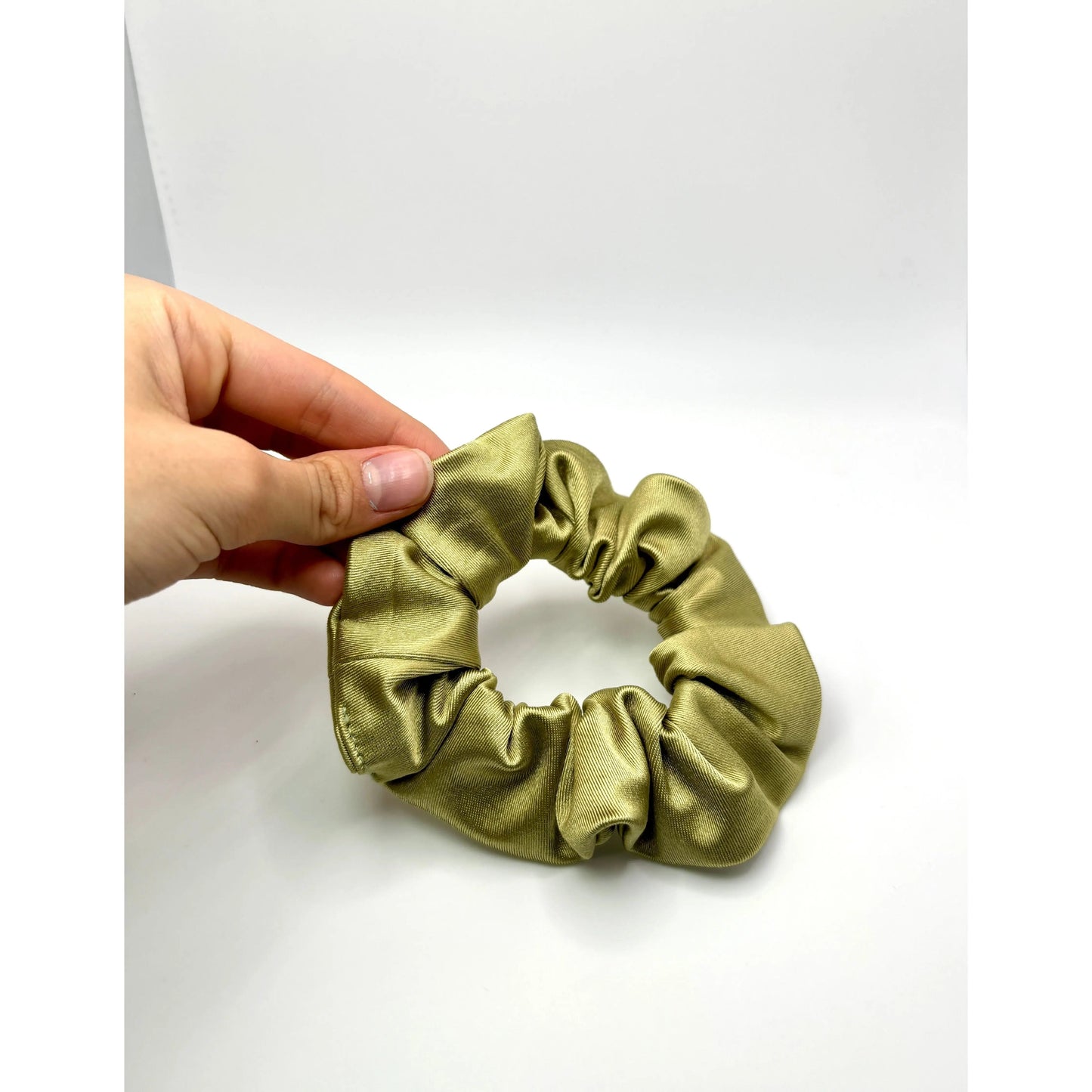 Mini Golden Olive Stretch Silk Scrunchie Enchanted Scrunch