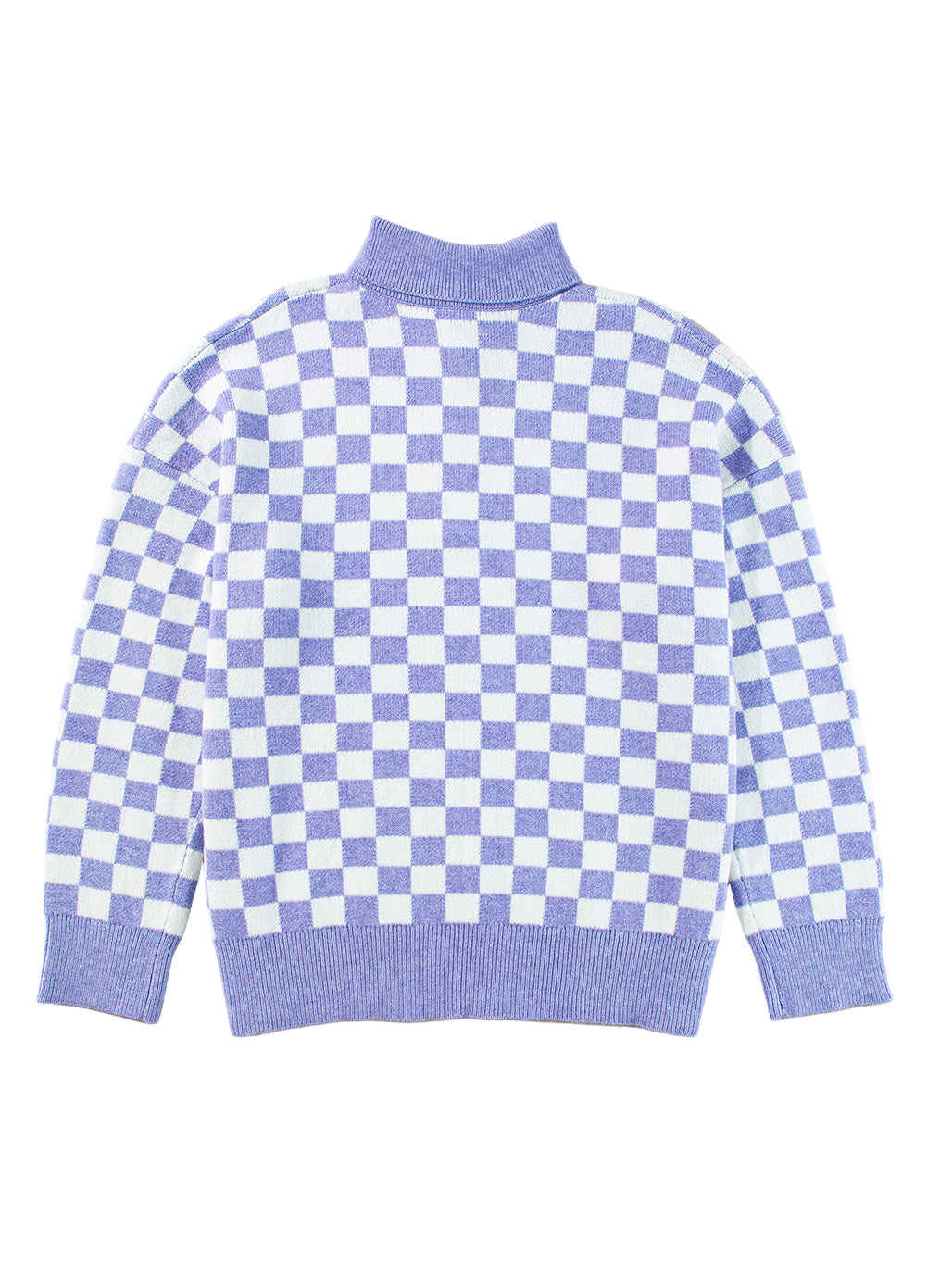 Purple Checkered Collared Buttons Plus Size Sweater Garden Naked Curves