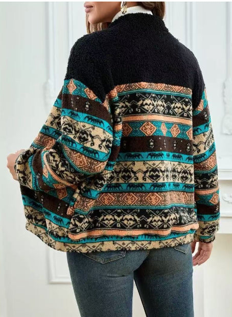 Women’s Double-Sided Plush Zip-Up Cardigan – Stand Collar Winter Jacket FitiqueFit