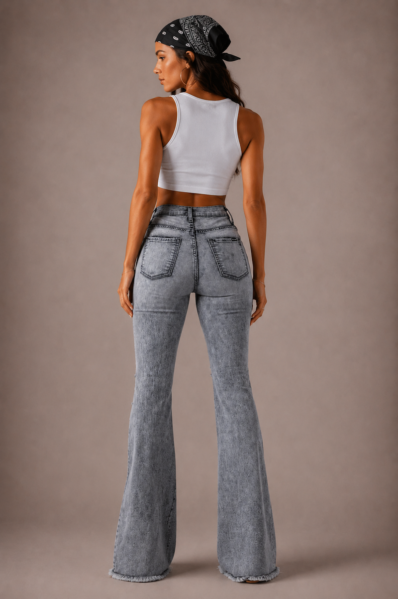 Storm Bell Bottom Jean in Charcoal Grey GJG DENIM