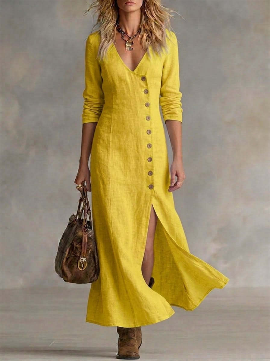 Casual Cotton Linen Long Sleeve Women’s Dress FitiqueFit
