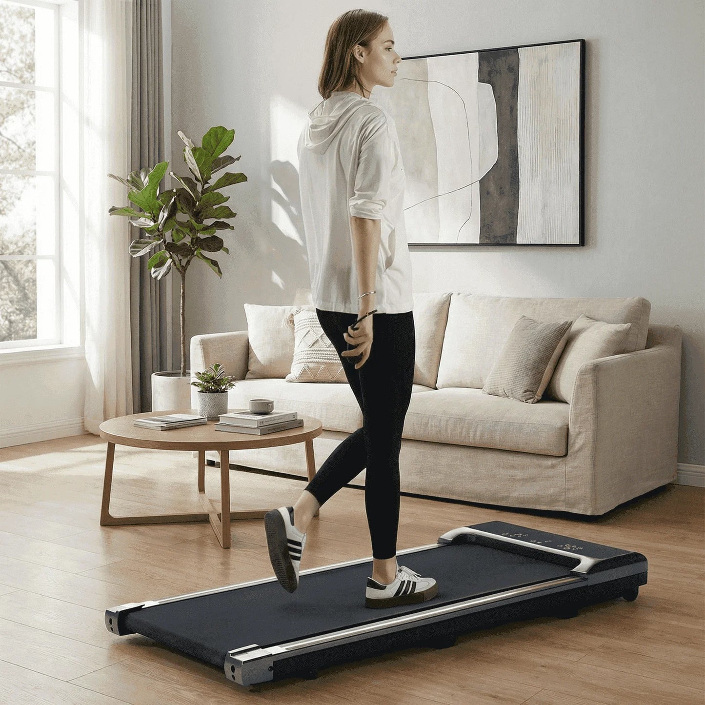 Walking Pad under Desk Treadmill with Remote Control Lightweight 2 in 1 Exercise Treadmill 0.6 to 3.8 Speed Range for Home Office Workout