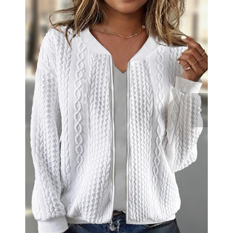 Bomber Jackets For Women Cute Jacquard Coats Lightweight Zip Up Jackets FitiqueFit