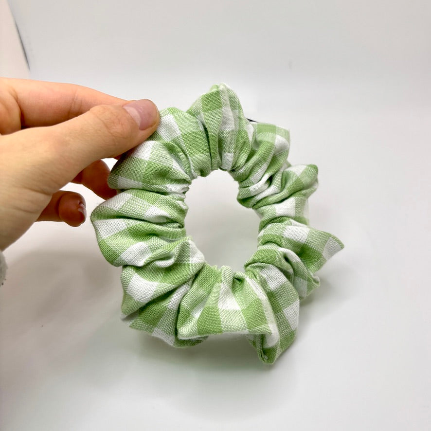 Mini Light Green Gingham Spring Scrunchie Enchanted Scrunch