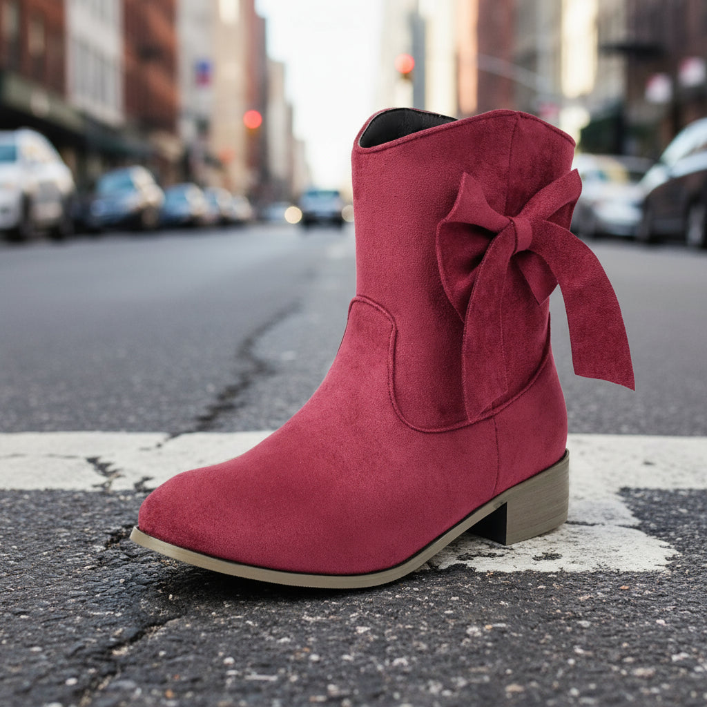 Low Heel Suede Large Size Sweet Bow Casual Boots FitiqueFit