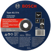 BOSCH TCW27S900 9 In. 5/64 In. 7/8 In. Arbor Type 27A (ISO 42) 46 Grit Rapido™ Fast Metal/Stainless Cutting Abrasive Wheel VM Hardware
