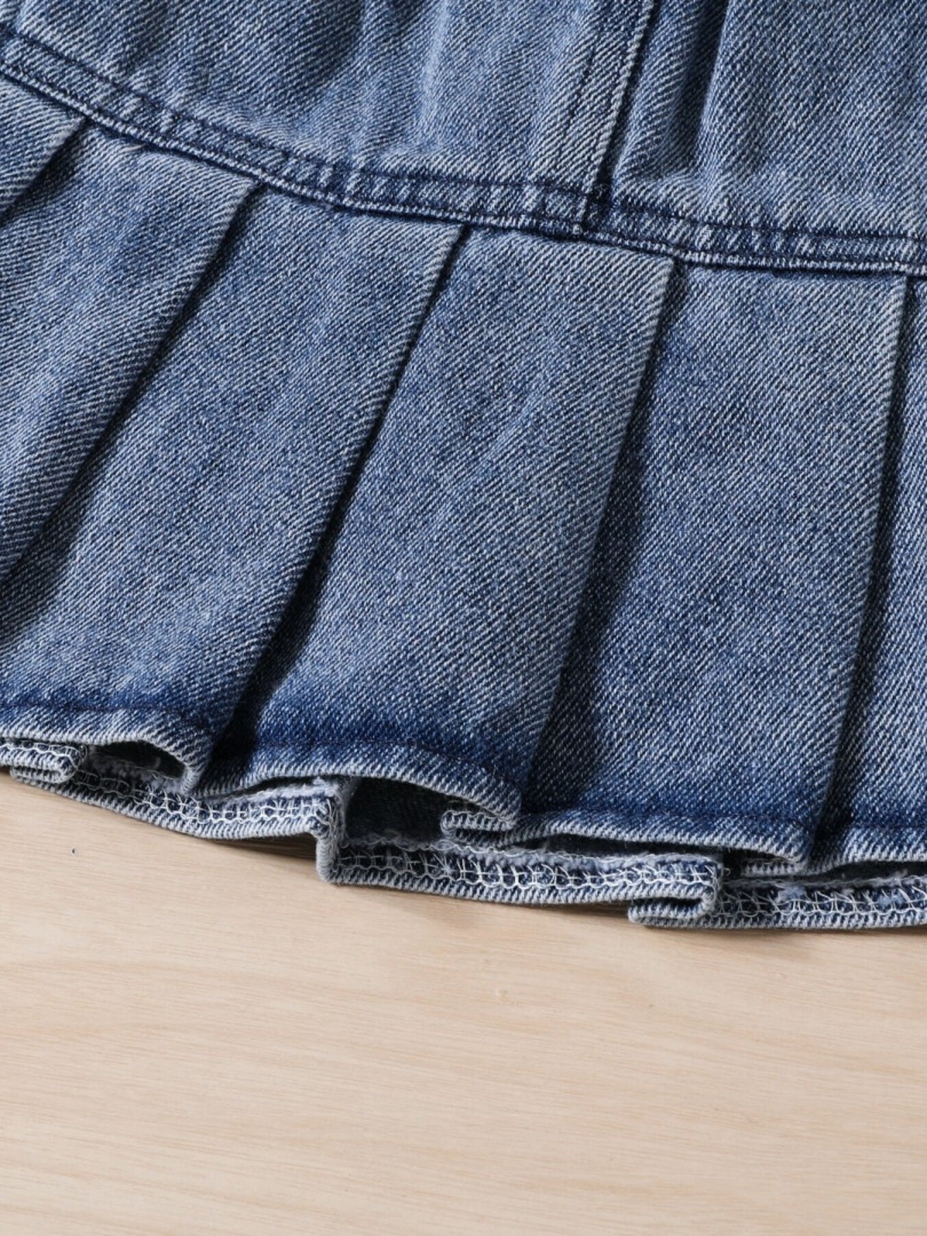Children's Denim Bowknot Crop Top and Pleated Skirt Set New Era Fashion LLc