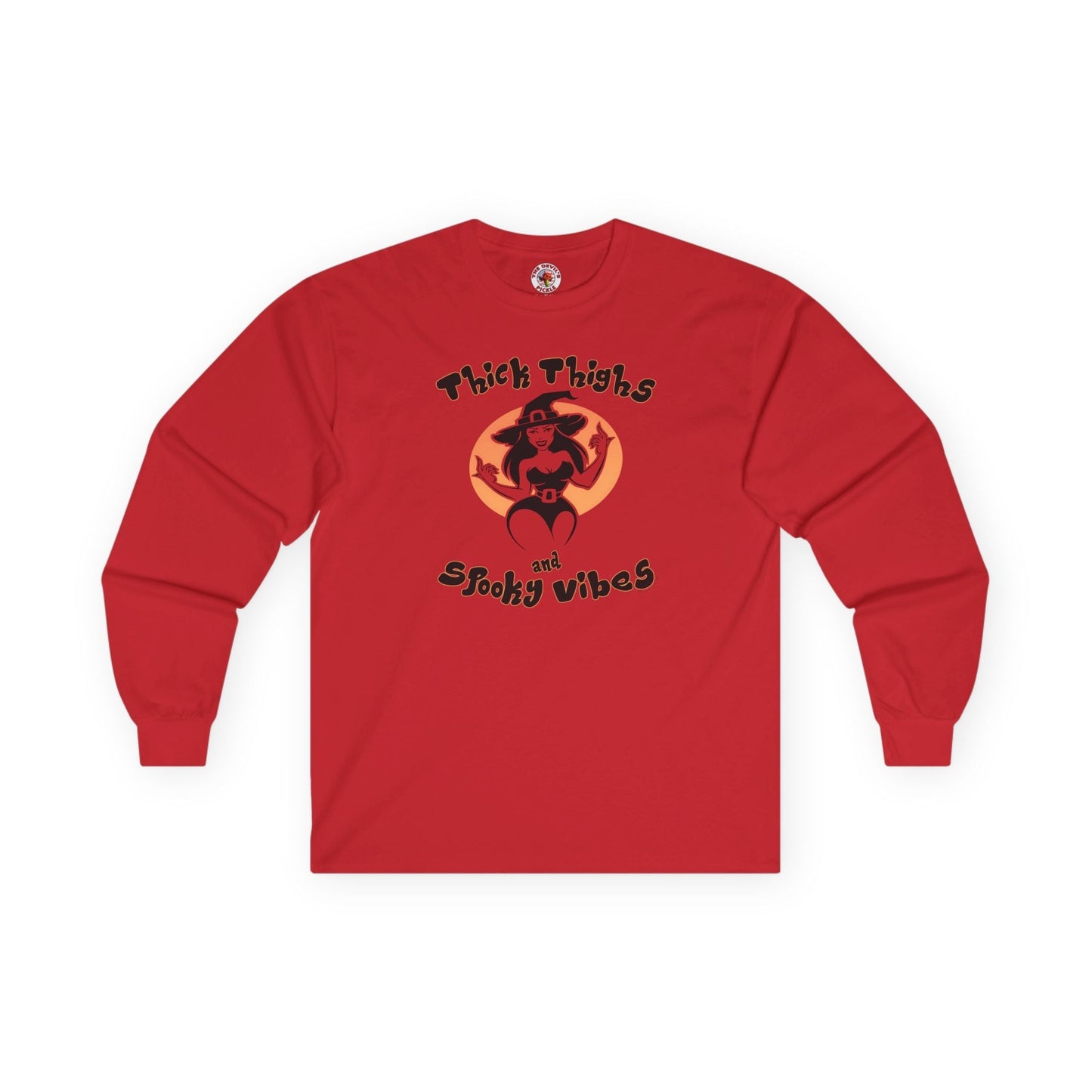 Thick Thighs and Spooky Vibes Long Sleeve Tee The Devil's Pickle